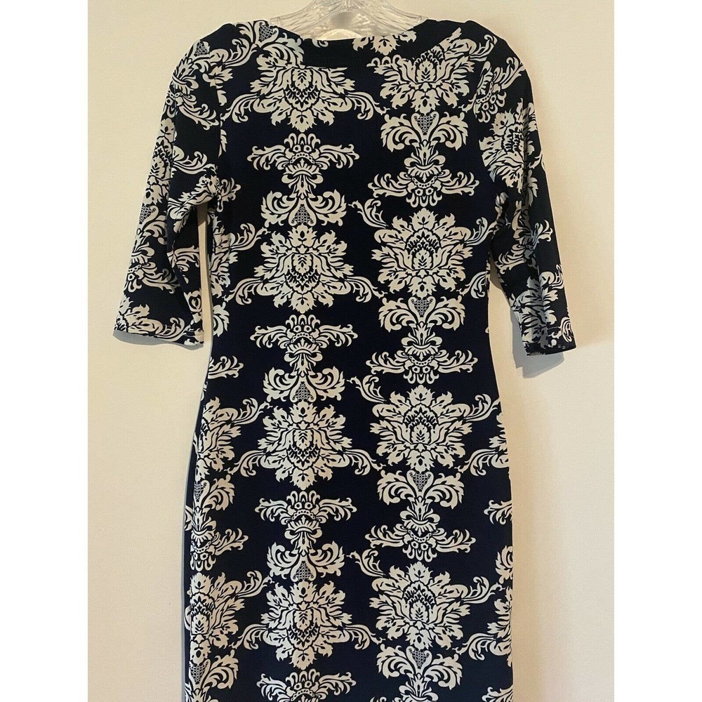 Nico La Blue Bodycon Dress Small Short Sleeve Blue White Floral Pattern - Picture 7 of 10